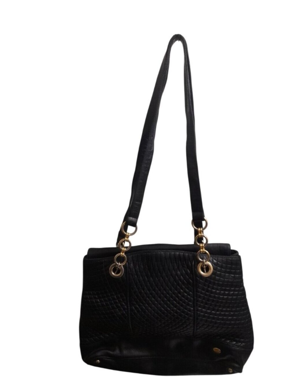 BALLY Vintage Black Quilted Shoulder Bag Y2k